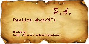 Pavlics Abdiás névjegykártya